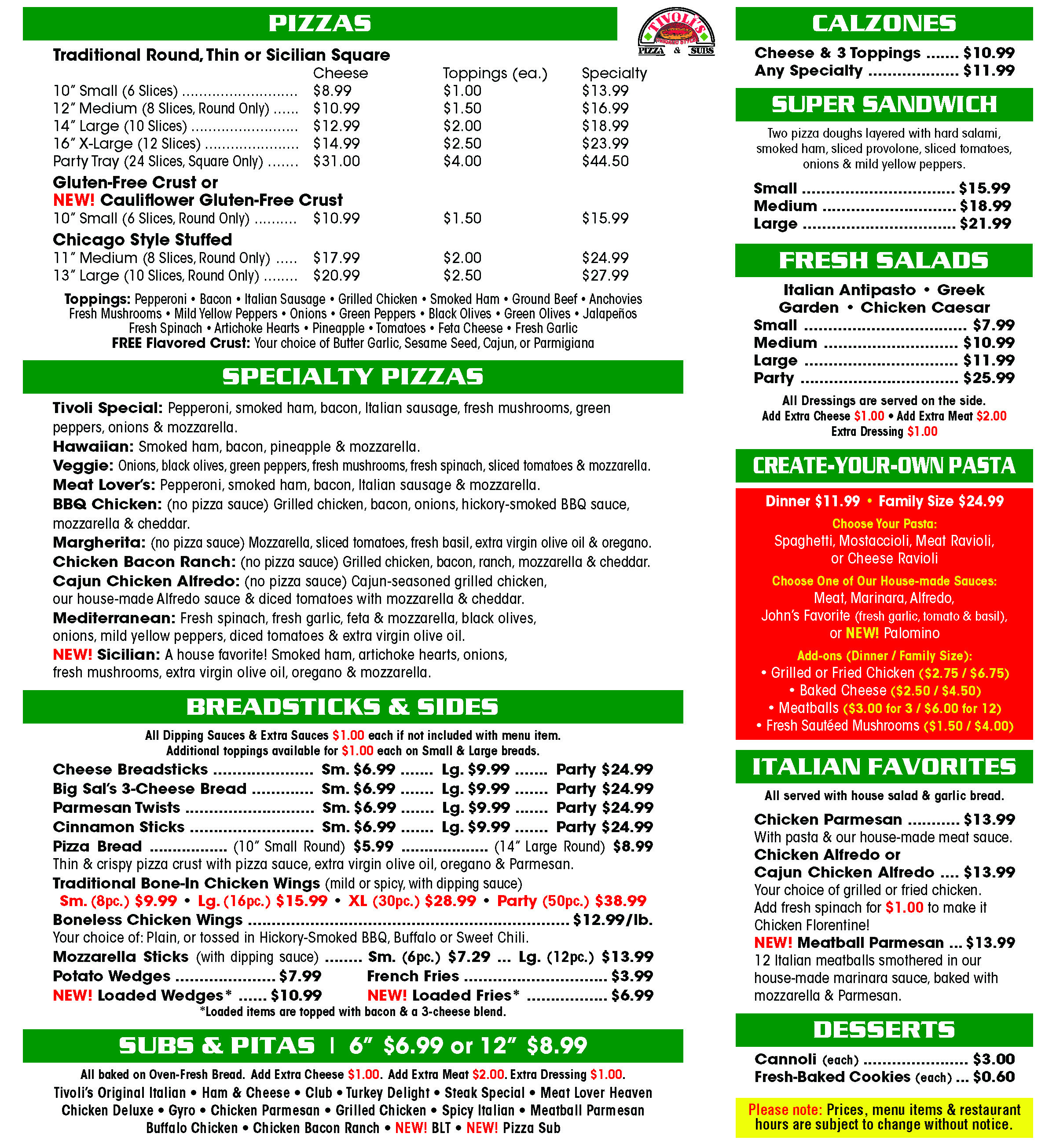 Tivolis Armada Menu